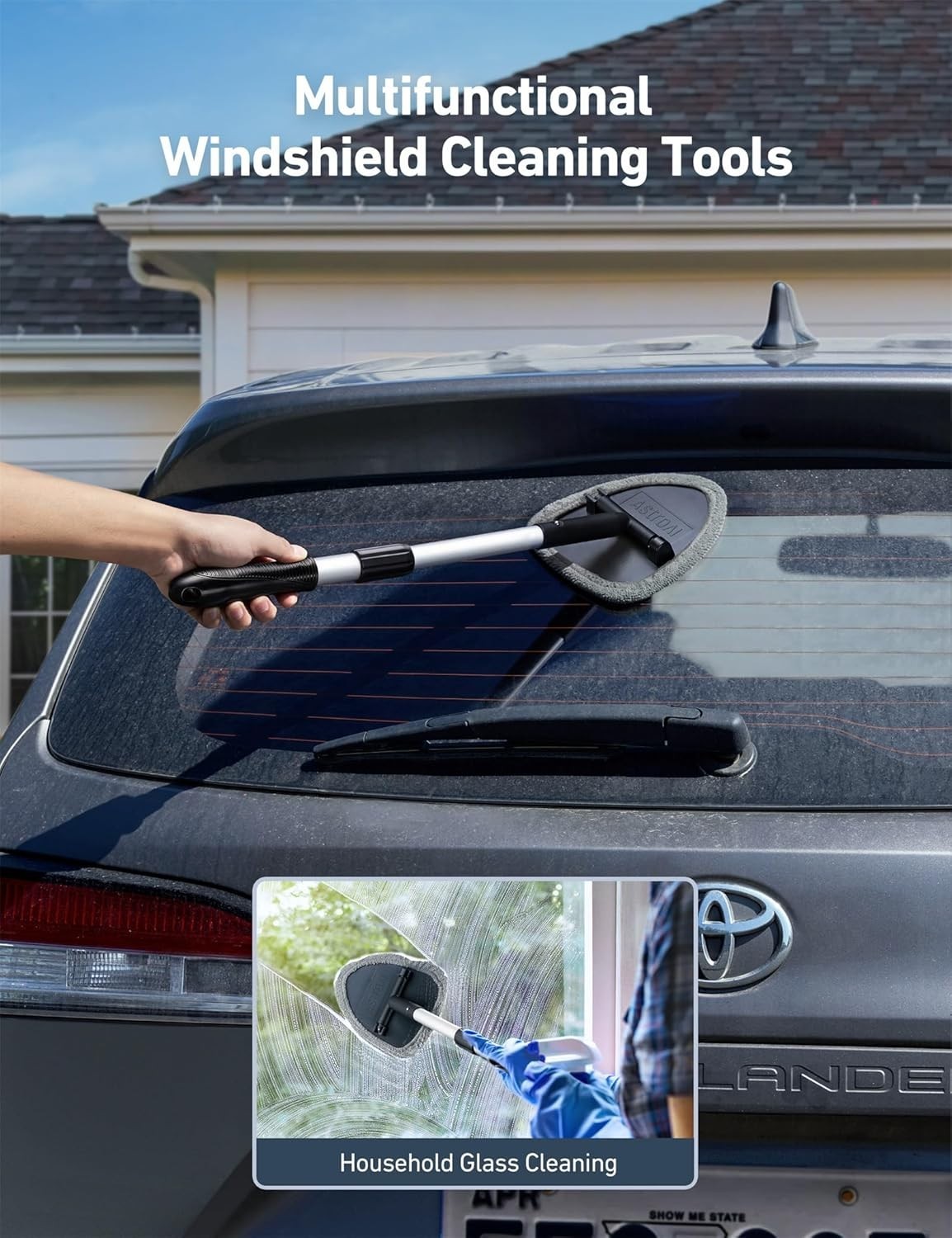 21 Inch Car Interior Detailing Kit Microfiber Pads Extendable Handle Glass Cl…