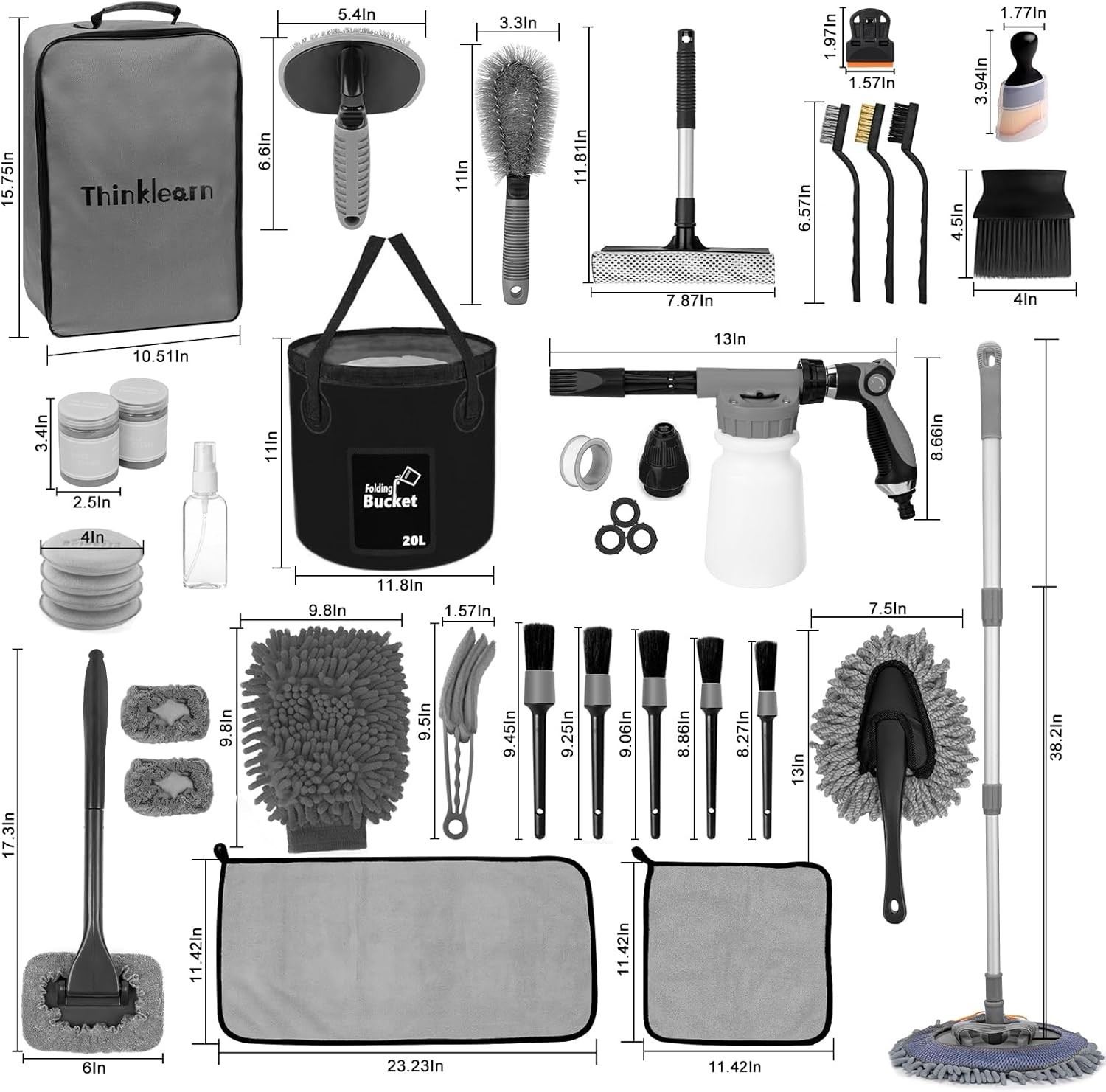 Car Wash Detailing Kit with Foam Gun, Car Cleaning Kit Set,Car Wash Brush wit…