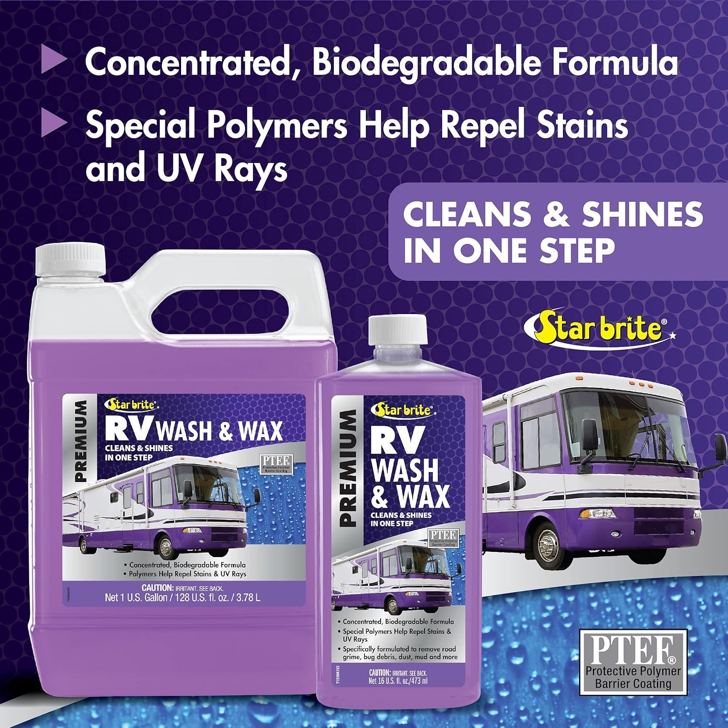 STAR BRITE RV Wash & Wax w/PTEF (71500) One Step Concentrated Cleaner -…