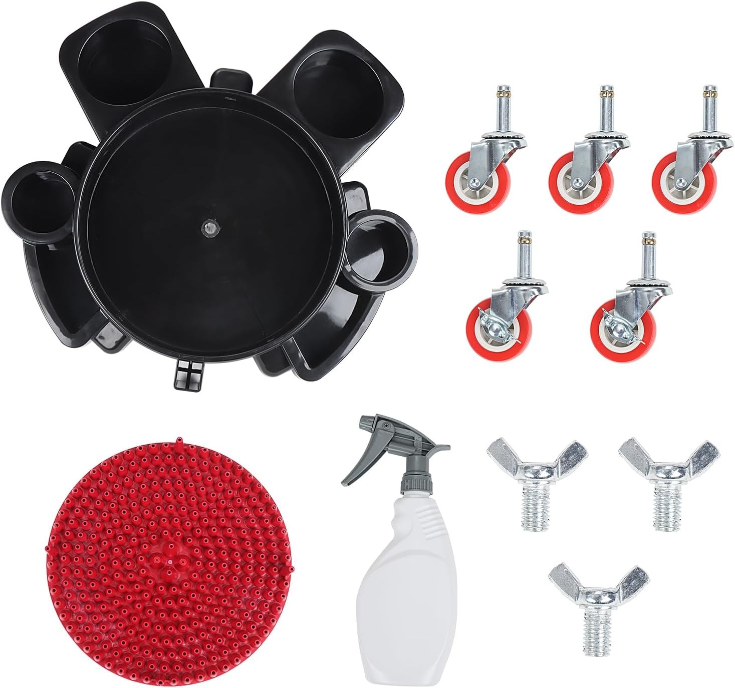 LCGP Bucket Dolly 5 Gallon Car Wash with Dirt Guard and bottle, Black