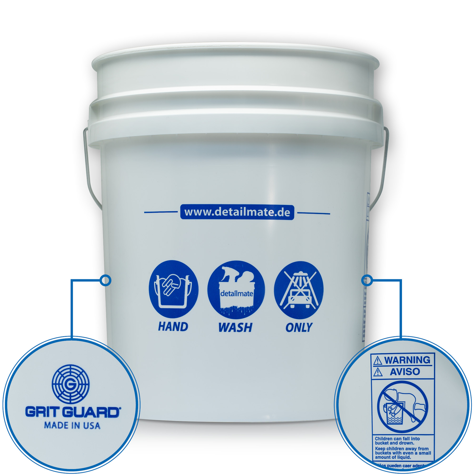 Wascheimer Autopflege Autowäsche GritGuard 5 GAL detailmate + Eimeransatz blau