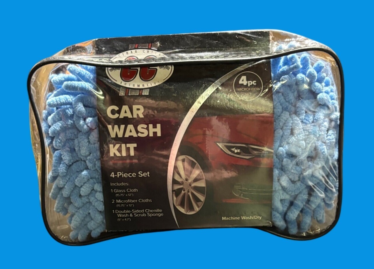 66 Automotive 4pc Car Wash Kit Microfiber Cleaning Set