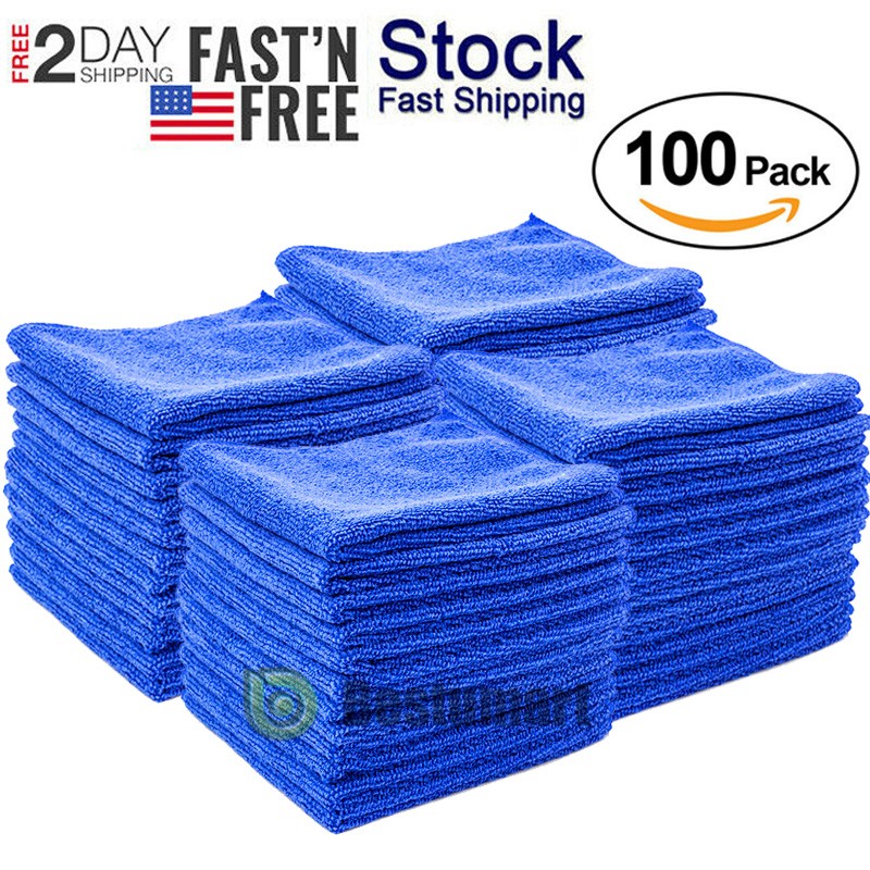Microfiber Cleaning Cloth 100 Packs Towel Rag Car Polishing Detailing No-Scratch
