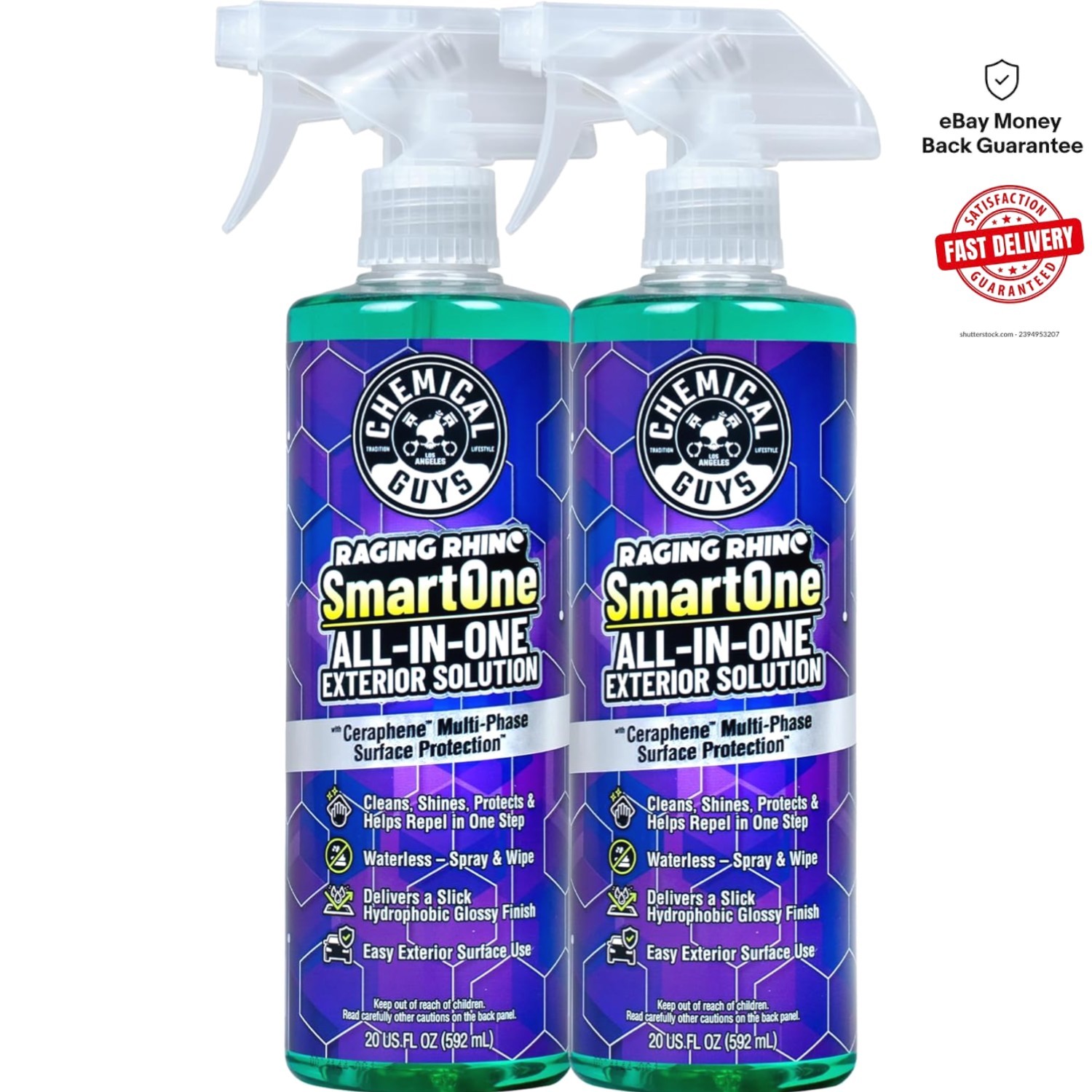 Waterless Car Wash & Quick Detailer by Raging Rhino, 2 Pack – Effortless Shine
