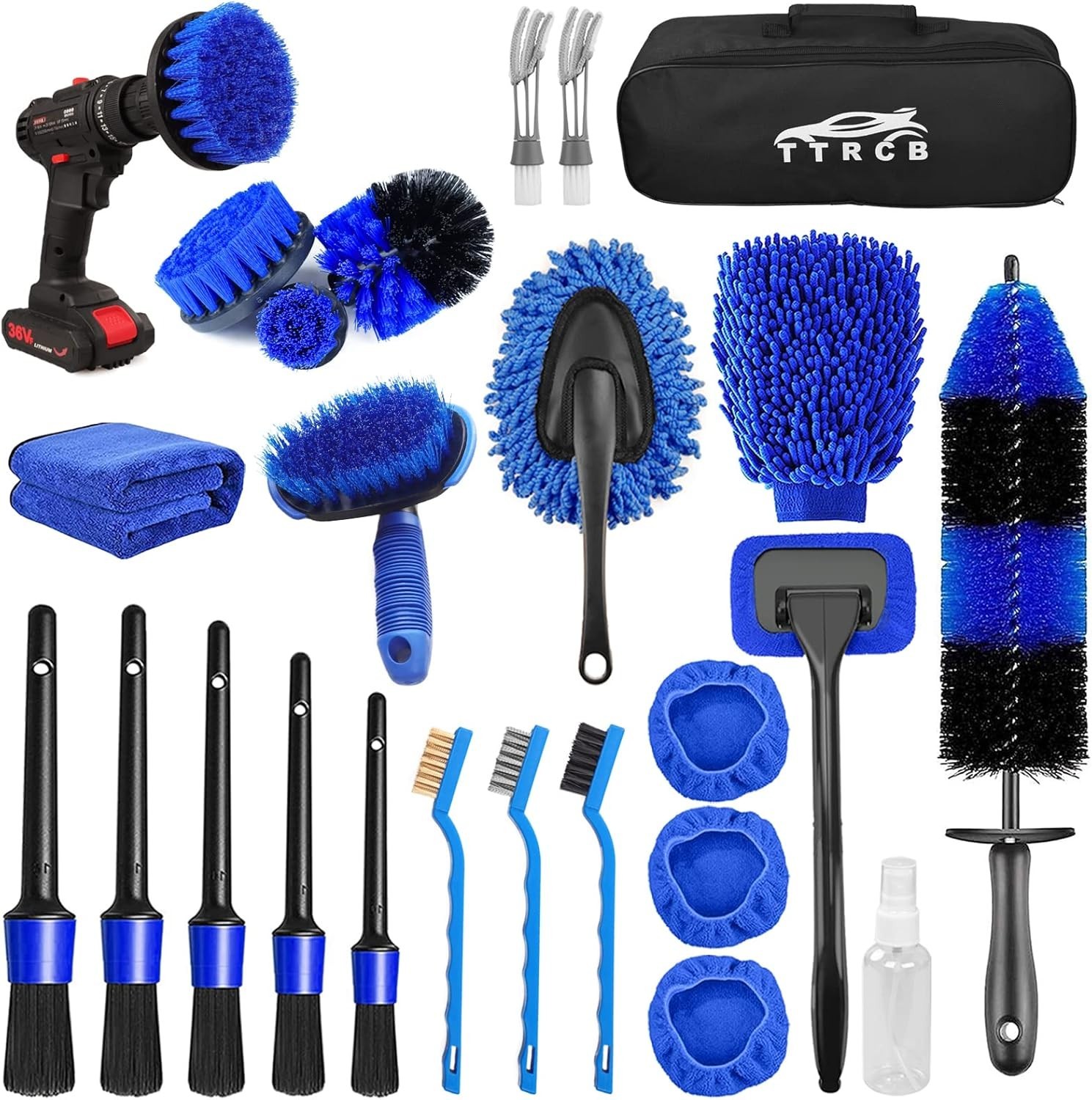 Car Detailing Kit 26 Pcs Auto Interior Exterior Wheel Brushes Car Wash Equipment