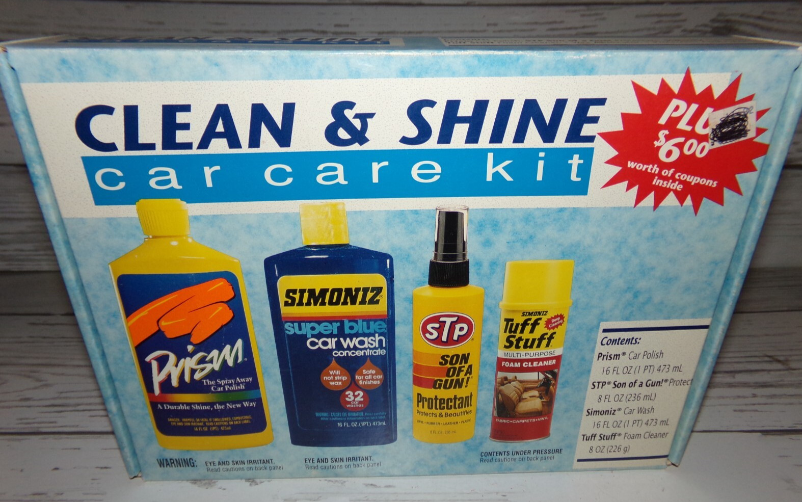VTG Clean & Shine Car Care Kit Movie Prop Bottle Car Full Simoniz STP Prism