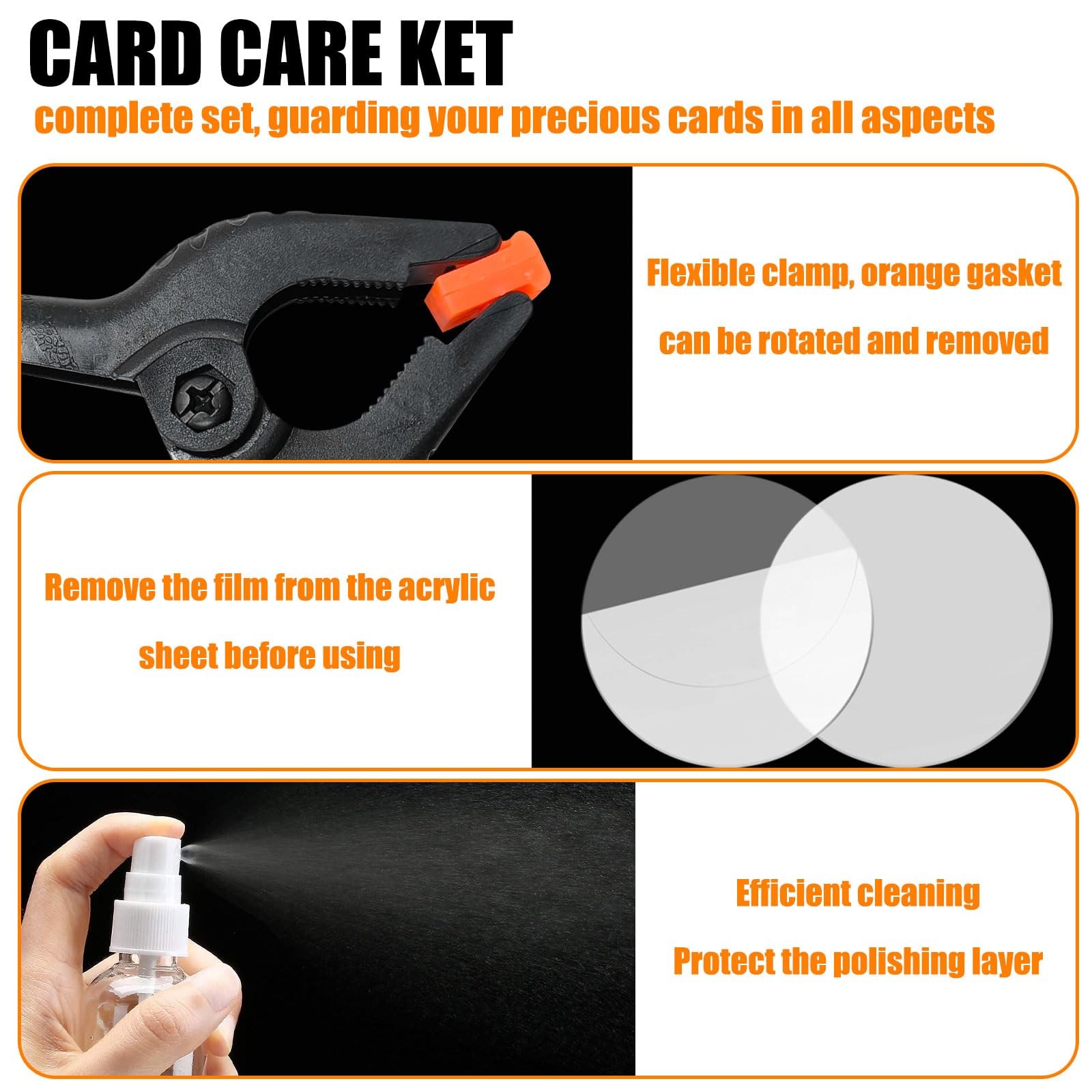 COARVXA 267 Pcs Card Care Clean Kit,Trading Card Cleaning Kit with Fixing Jig
