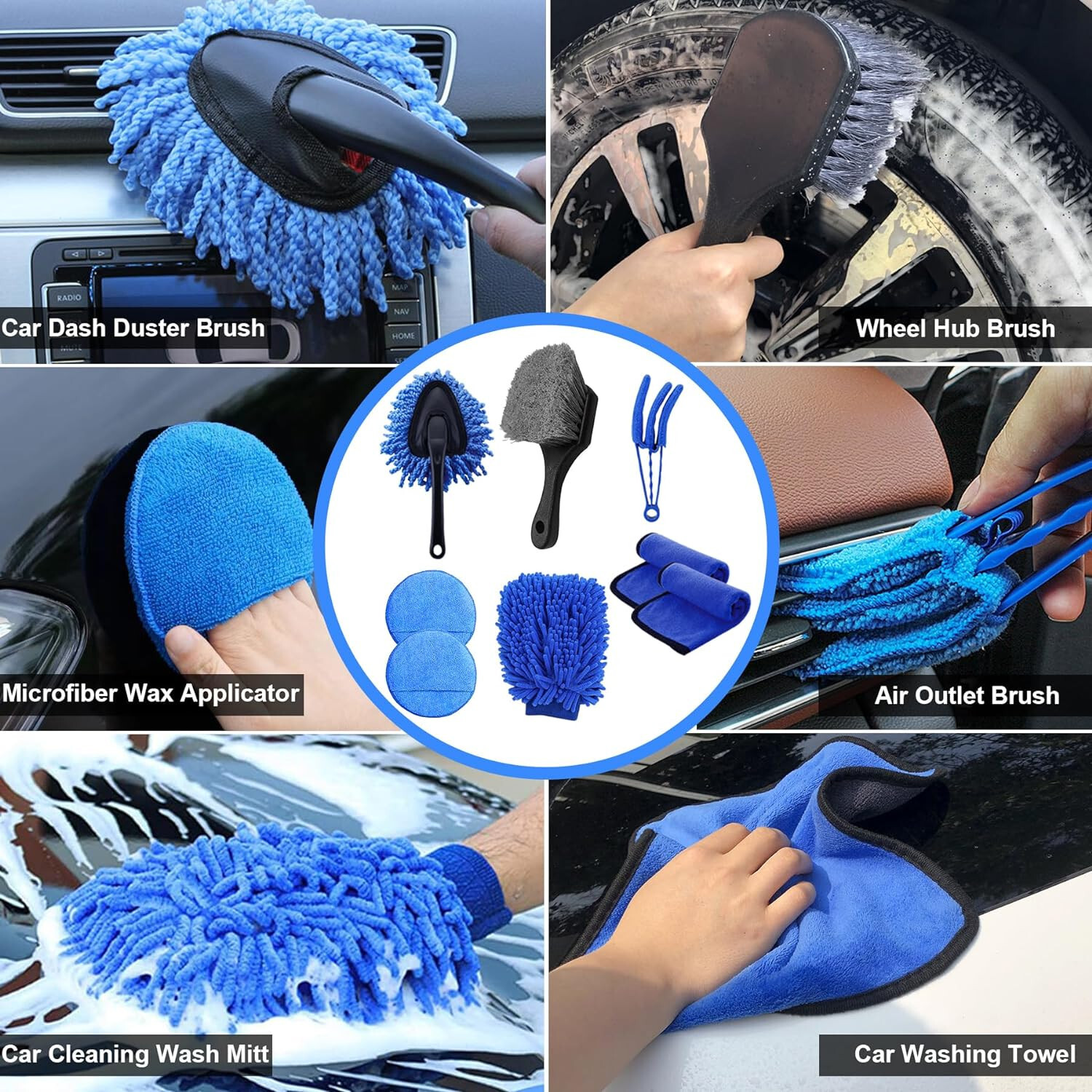 27Pcs Car Wash Cleaning Kit, Wheel Drill Brush Polishing Set ,Auto Supplies Tool