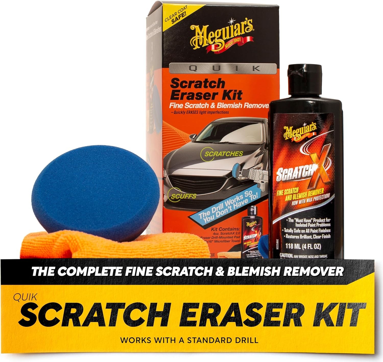 Meguiar’s Quik Scratch Eraser Kit,Car Scratch Remover,Car Care Kit for Repairing