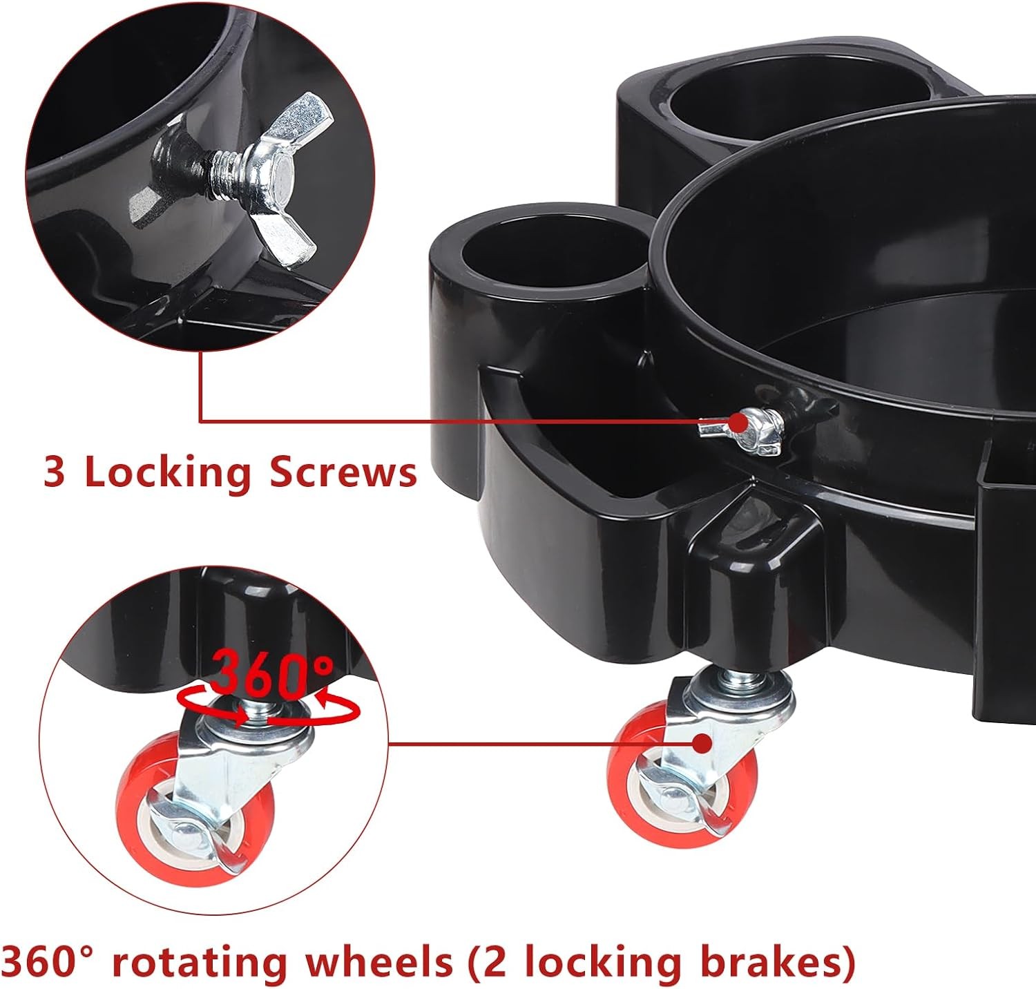 LCGP Bucket Dolly 5 Gallon Car Wash with Dirt Guard and bottle, Black