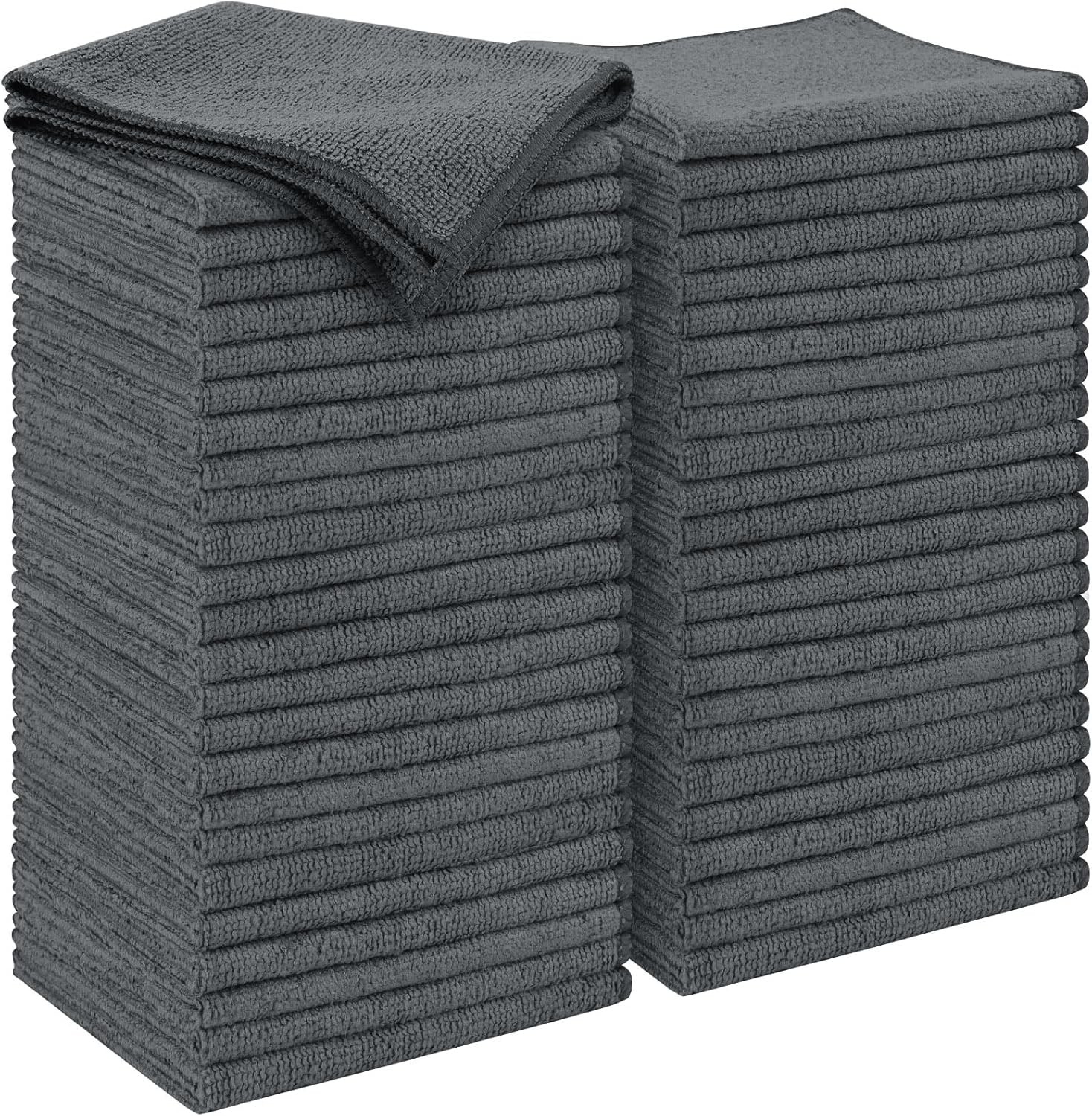 Microfiber Cleaning Cloth, Gray, 50-Pack Microfiber Towel for Cars