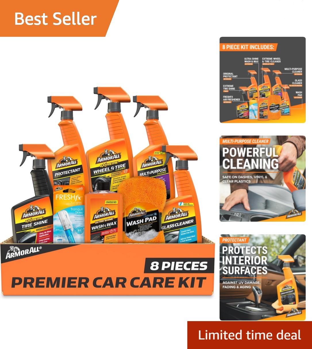 Premier Car Care Kit, Includes Car Wax & Wash Kit, Glass Cleaner, Car Air Fre…
