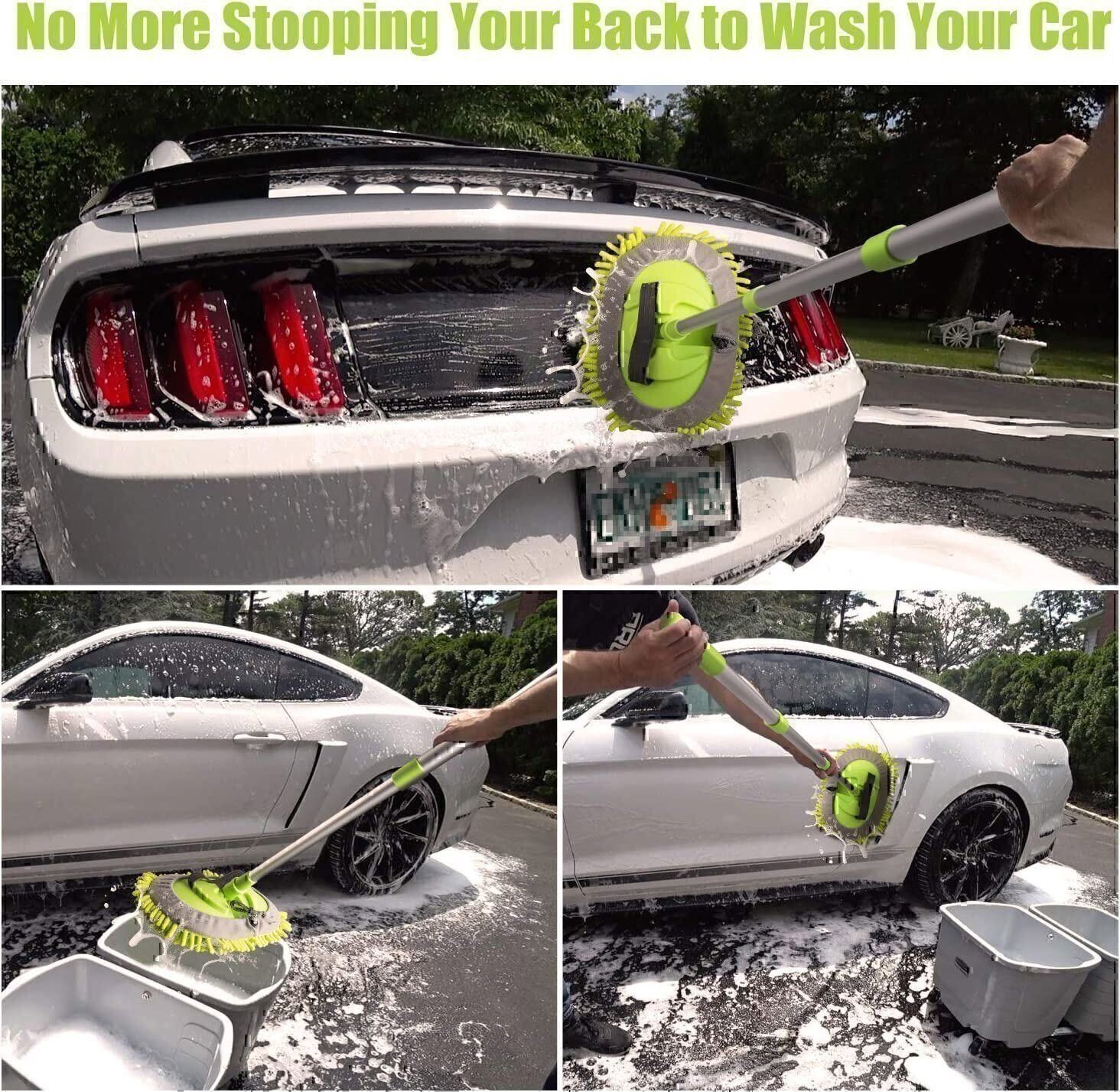 42.9″ Car Wash Mop RV Wash Brush with 180°Rotation Long Handle Washing Supplies