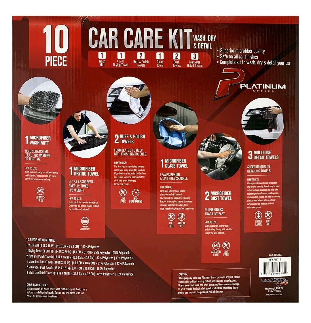 Platinum Series 10 Piece Car Care Kit Brand New Wash Dry & Detail Your Car