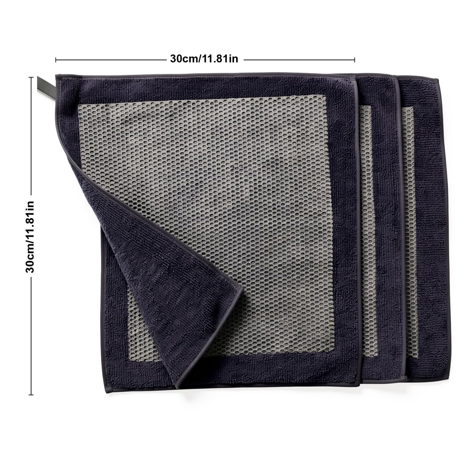 3 Pcs Clay Towel – Auto Detailing synthetic bar 12in. x 12in., Black