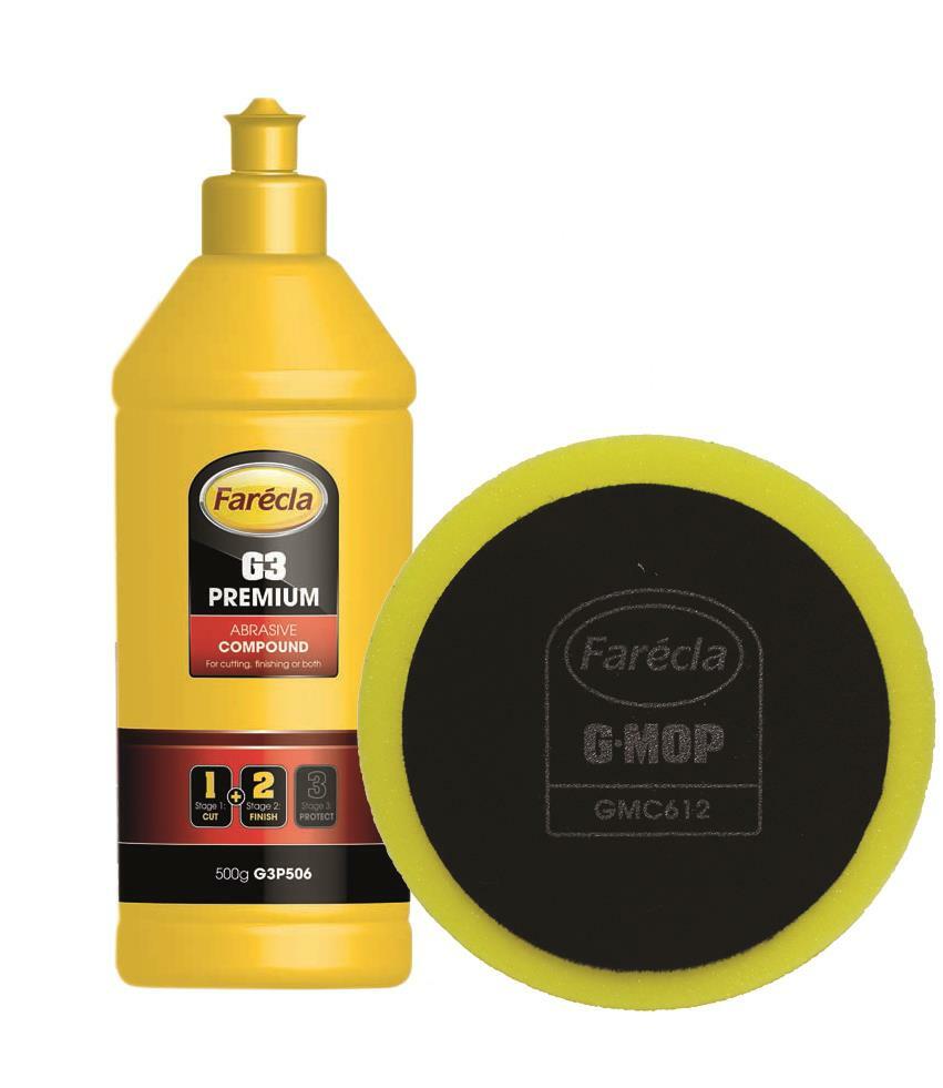 Farecla 500g G3 Premium Abrasive Compound + G-MOP 6″ Foam Head