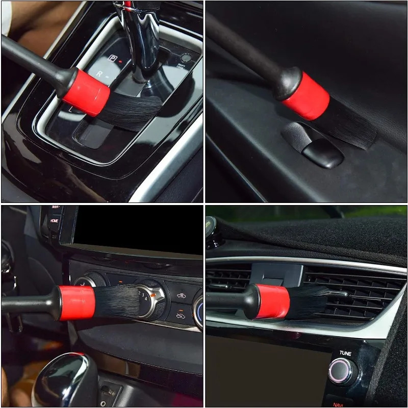 5PC Car Detailing Brush Kit Boar Hair Vehicle Auto Interior For Wheel Clean Sets