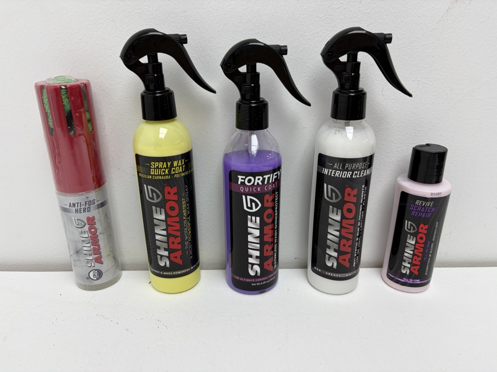 Set of 5 Shine Armour for car Scratch Repair, Anti-fog, Interior Cleaner & wax