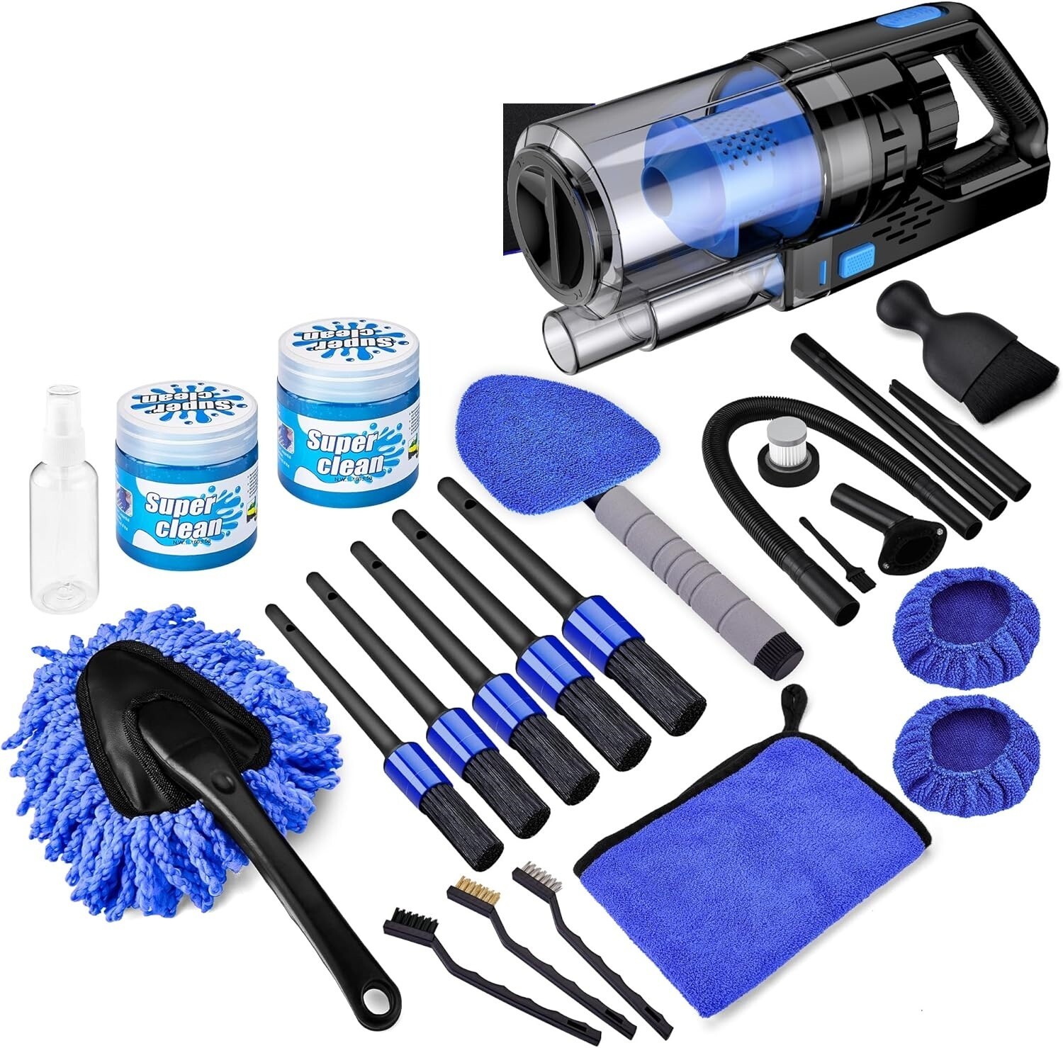 Car Detailing Kit Interior Cleaner, Car Interior Cleaning Kit with Handheld Car