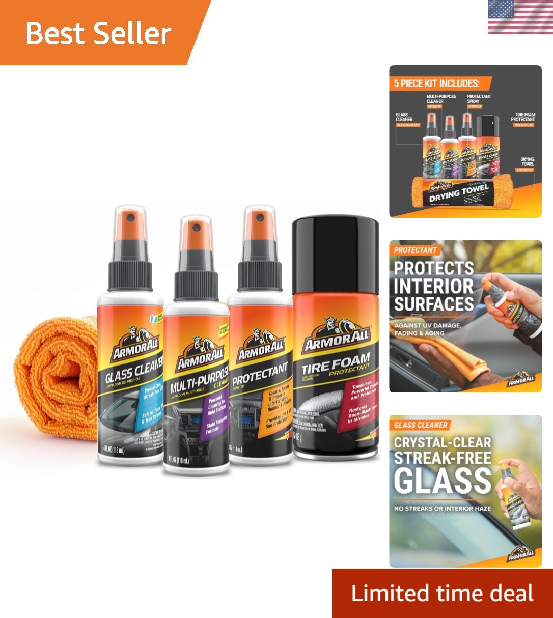 5-Piece Complete Car Care Kit – All-in-One Interior & Exterior Cleaner, Tire …