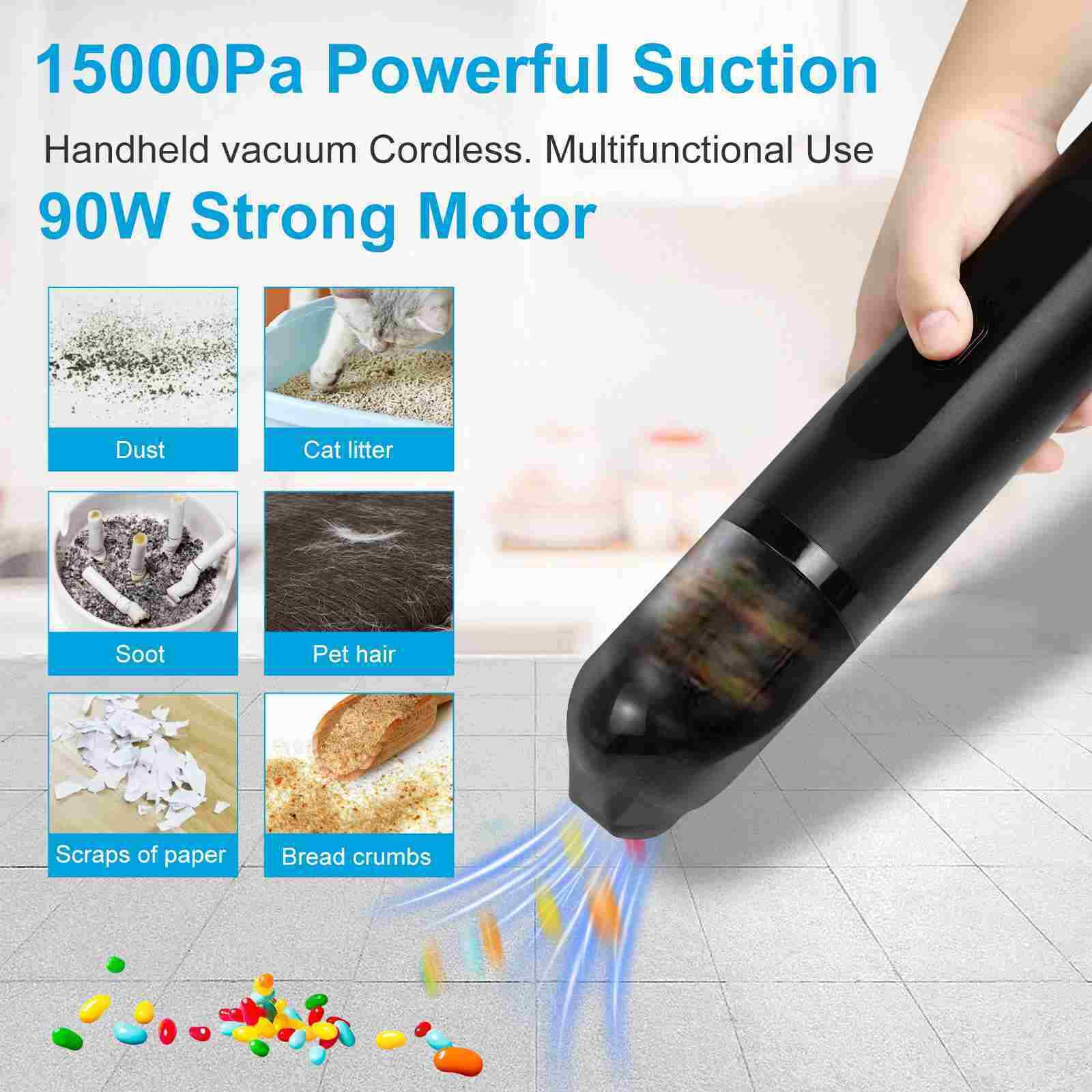 F500Plus Slim Cordless Car Vacuum Cleaner High Power , 15000Pa Powerful Suction