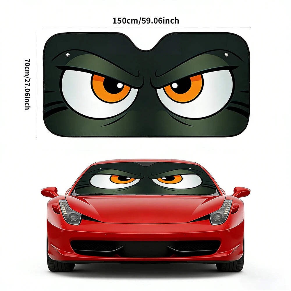 Cartoon Angry Eyes Car Windshield Sun Shade Universal Car Windshield Sun Visor