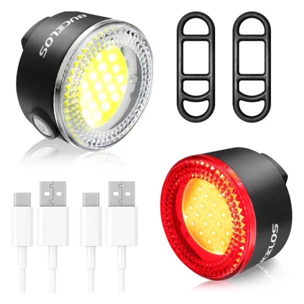 BUCKLOS Cycling Lights COB Bicycle Headlight Taillight LED Bike Front Rear Light