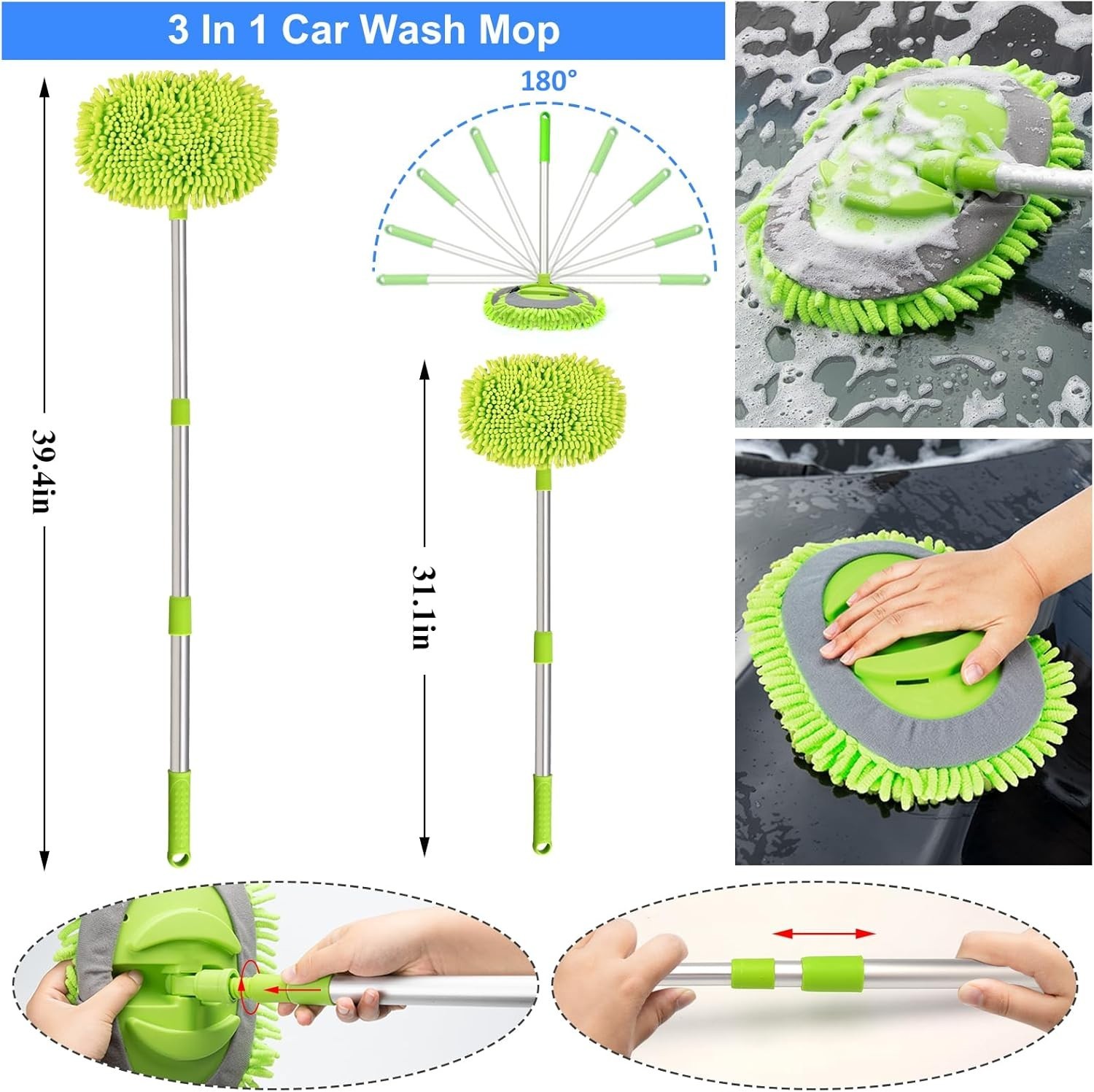 Deluxe 43pc Car Cleaning Kit: Mop, Foam Gun, Vacuum, Detailing Brushes