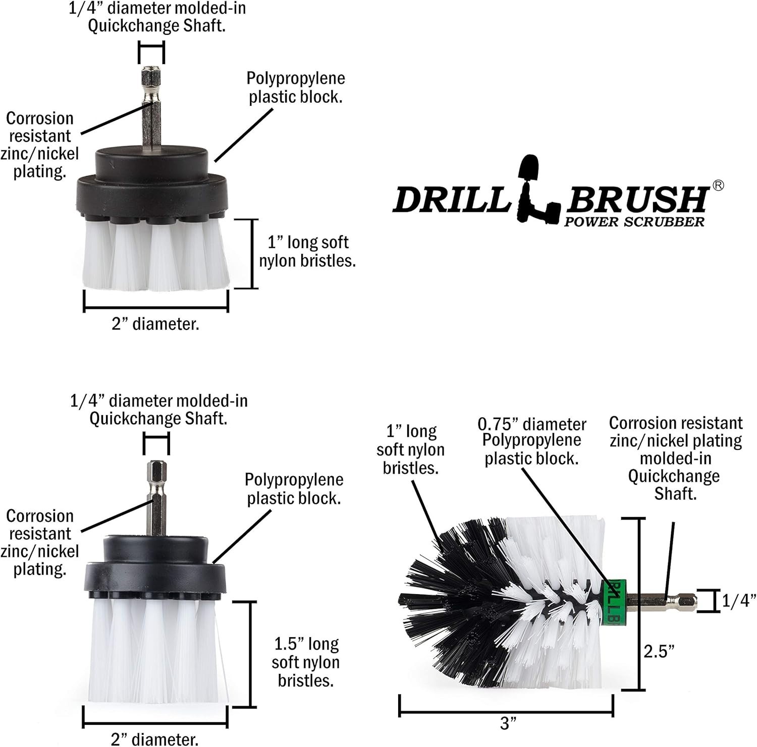 Car Cleaning Brush Kit Steel Drill-Powered Auto Upholstery and Wheel Scrubbing