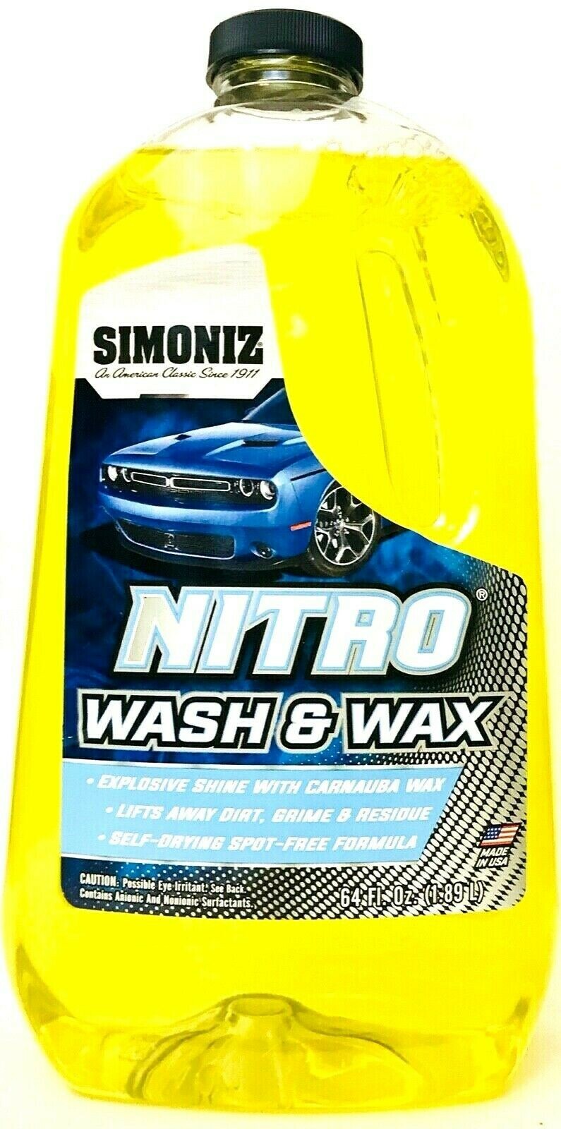 1 Bottle Simoniz 64 Oz Nitro Explosive Shine Wash & Carnauba Wax Self Dry Form
