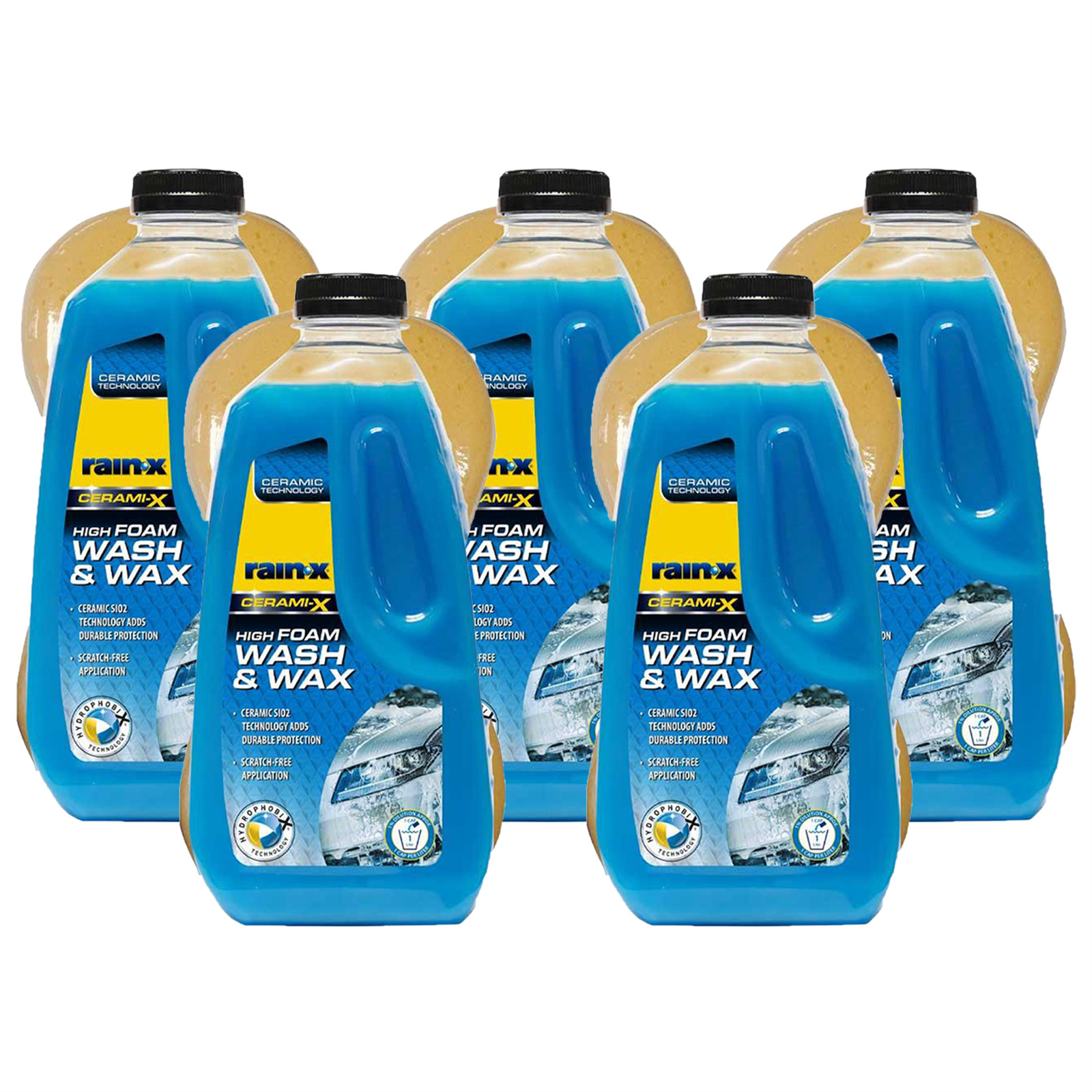 RainX Wash and Wax Ceramic High Foam 5x1L with Sponge Deep Clean & UV Protection