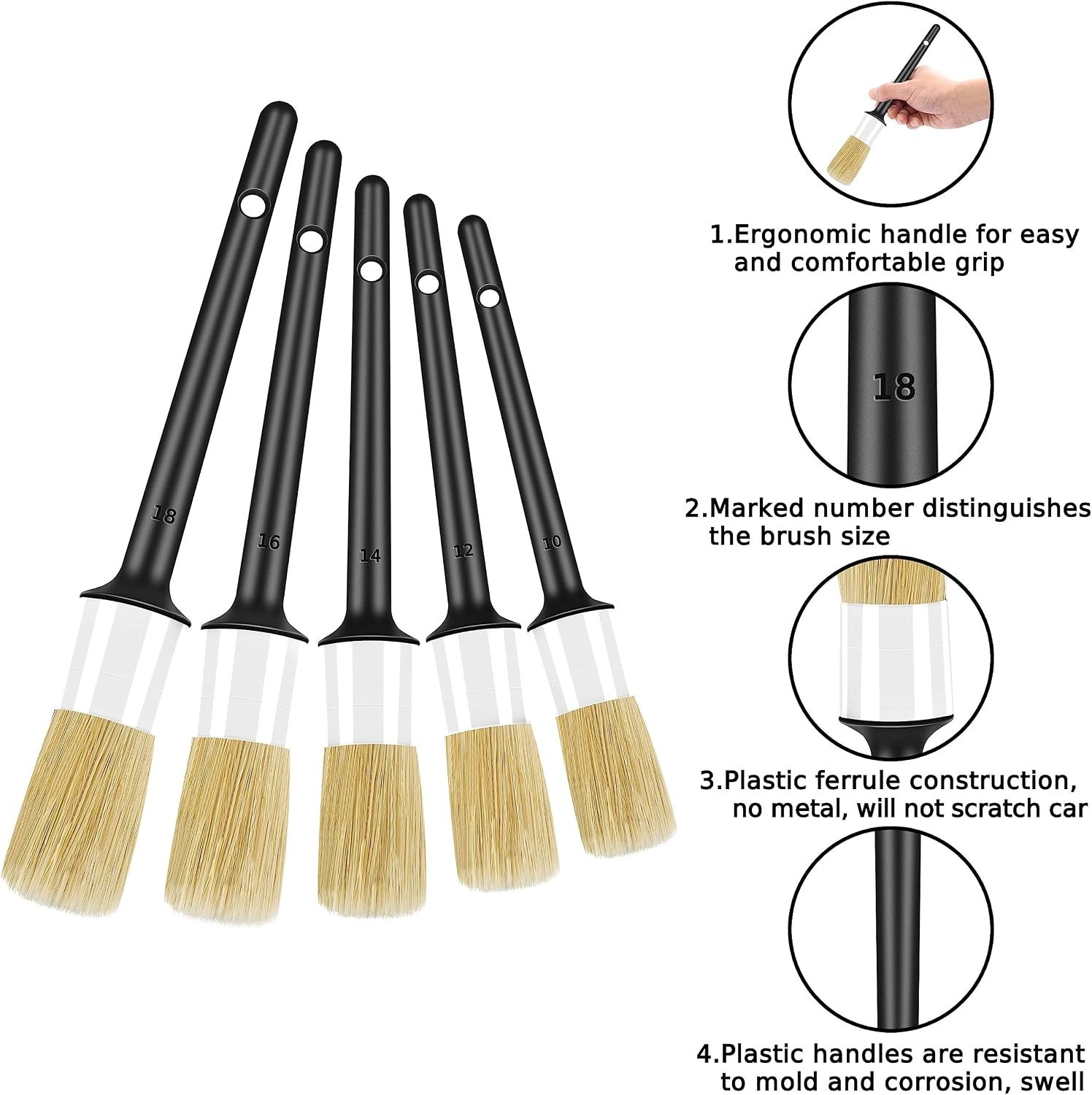 Car Detailing Kit 10pcs Includes Soft & Wire Brushes for Interior Exterior Cl…
