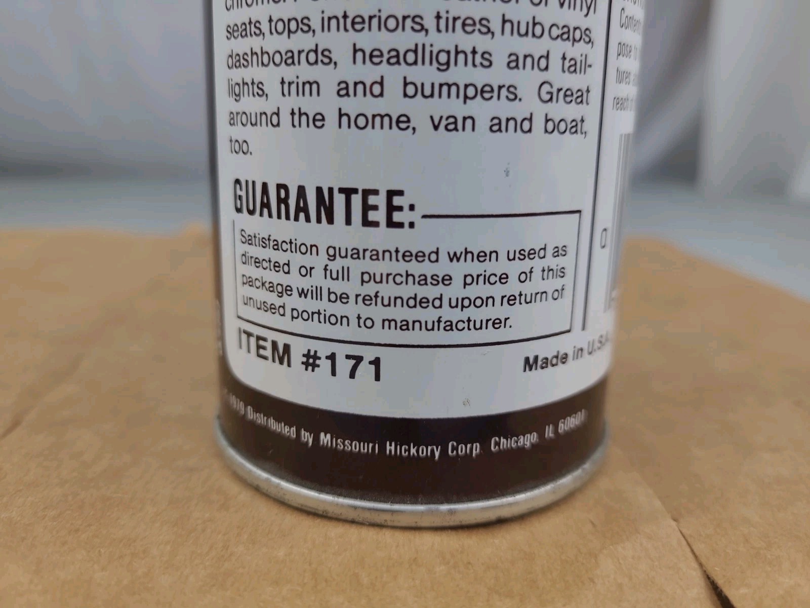 Vintage 1979 Aerosol Can TANNERY One-Step Car Care’ Cleaner #171 USA