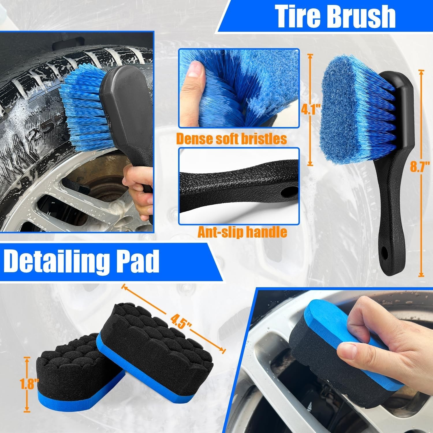 Versatile 6-Pack Wheel Brush Kit with Silicone Handles for All Vehicles