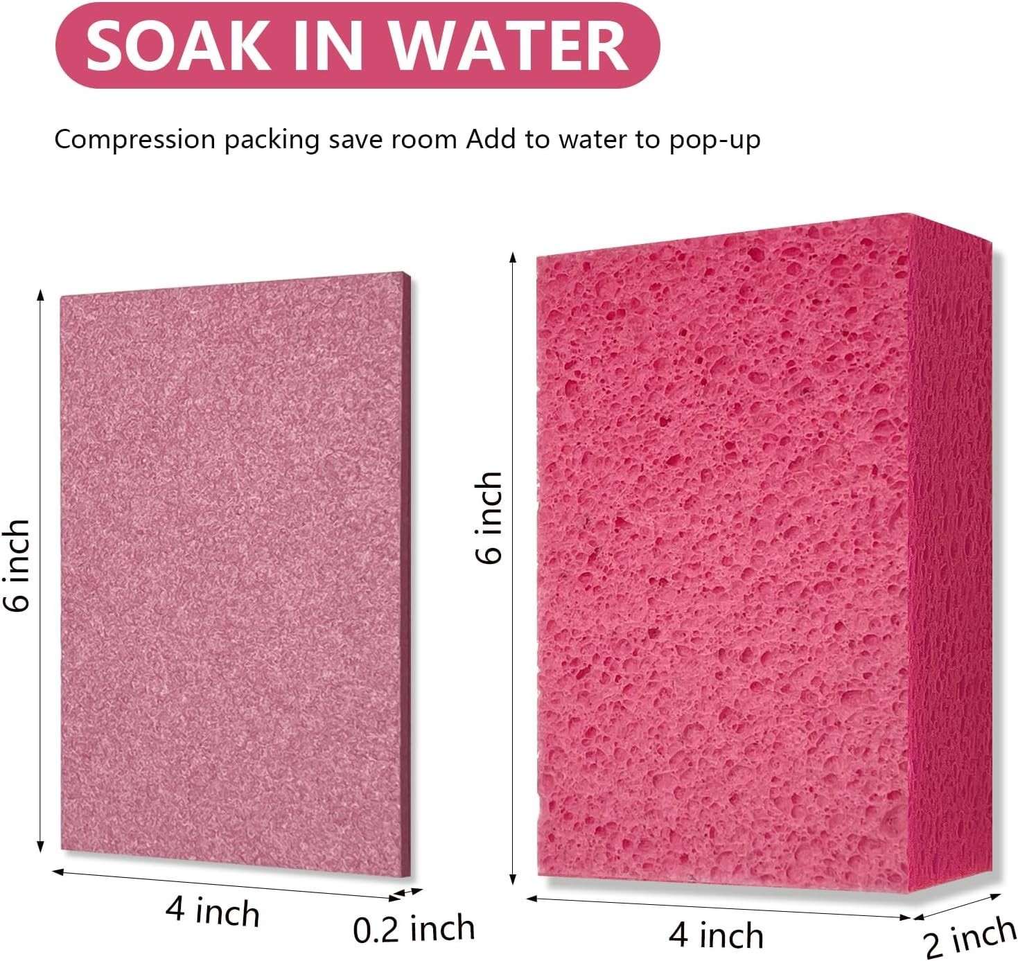 Large Pink Multi-Purpose Cleaning Sponges for Car Kitchen Bathroom 3 Pack