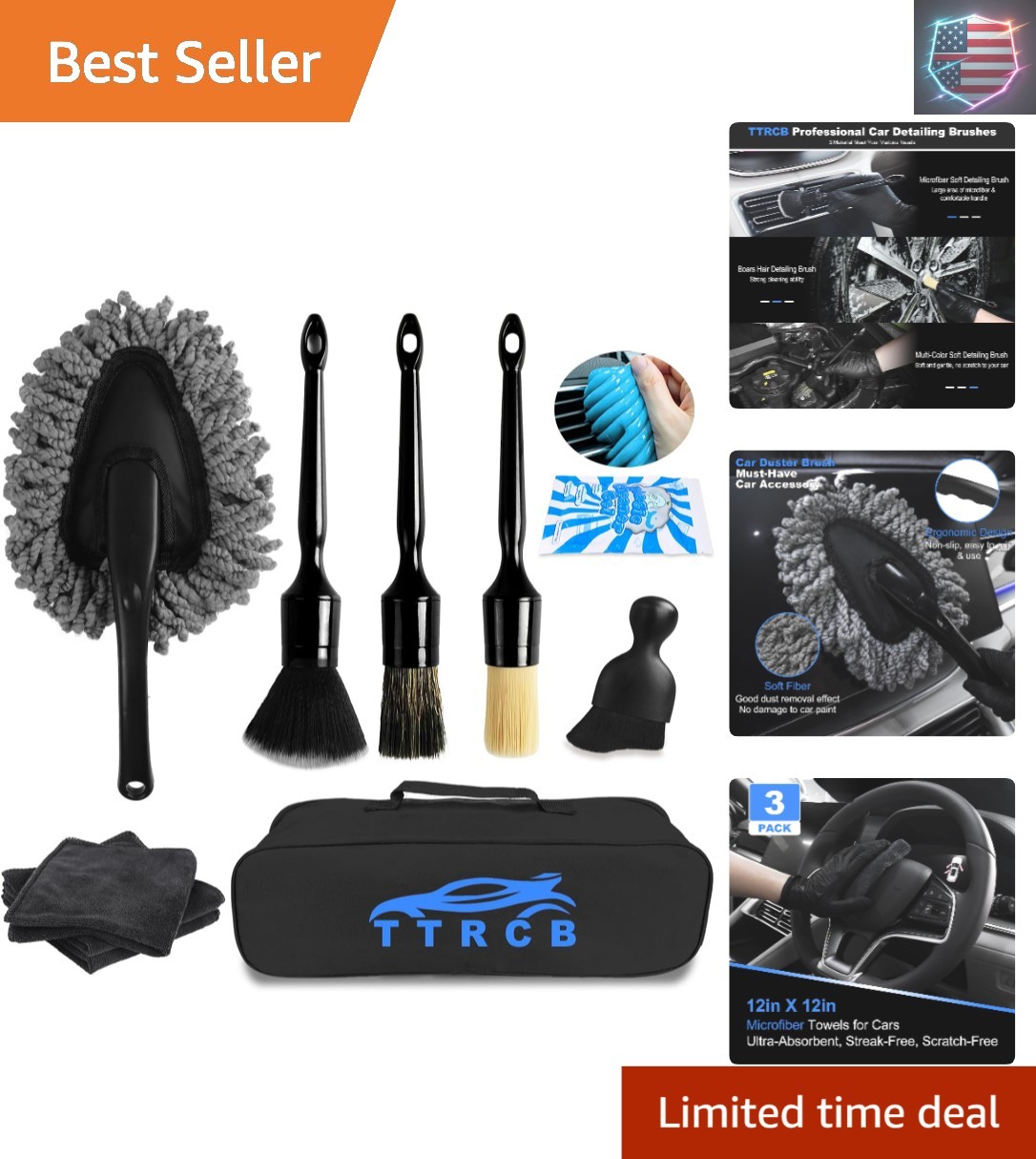 10PCS Car Detailing Cleaning Kit Interior Cleaner, Car Detailing Brushes, Car…