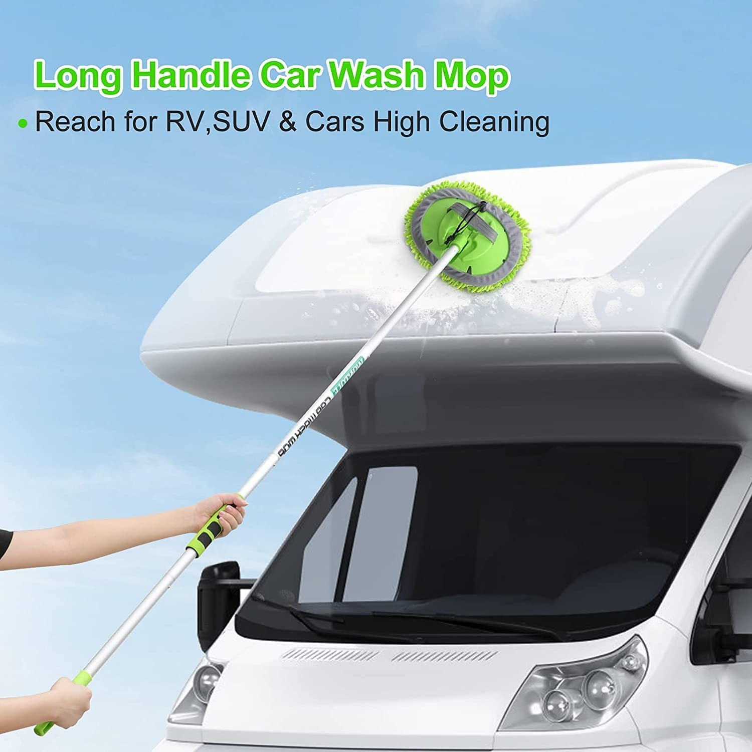 14Pcs Car Wash Kit – 62″ Long Handle Brush, Microfiber Mitt & Mop for Cars, RVs,