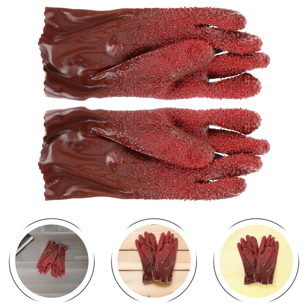 2 Pairs Non-slip Cleaning Gloves Thick Dishwashing for Dishes Commercial