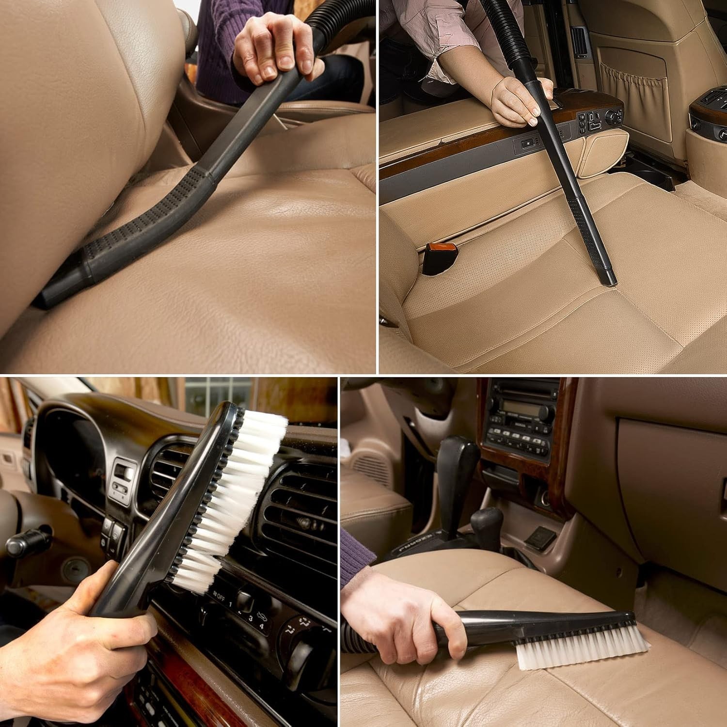 2-Piece Car Cleaning Kit with Flexible Crevice Tool & Soft Auto Brush