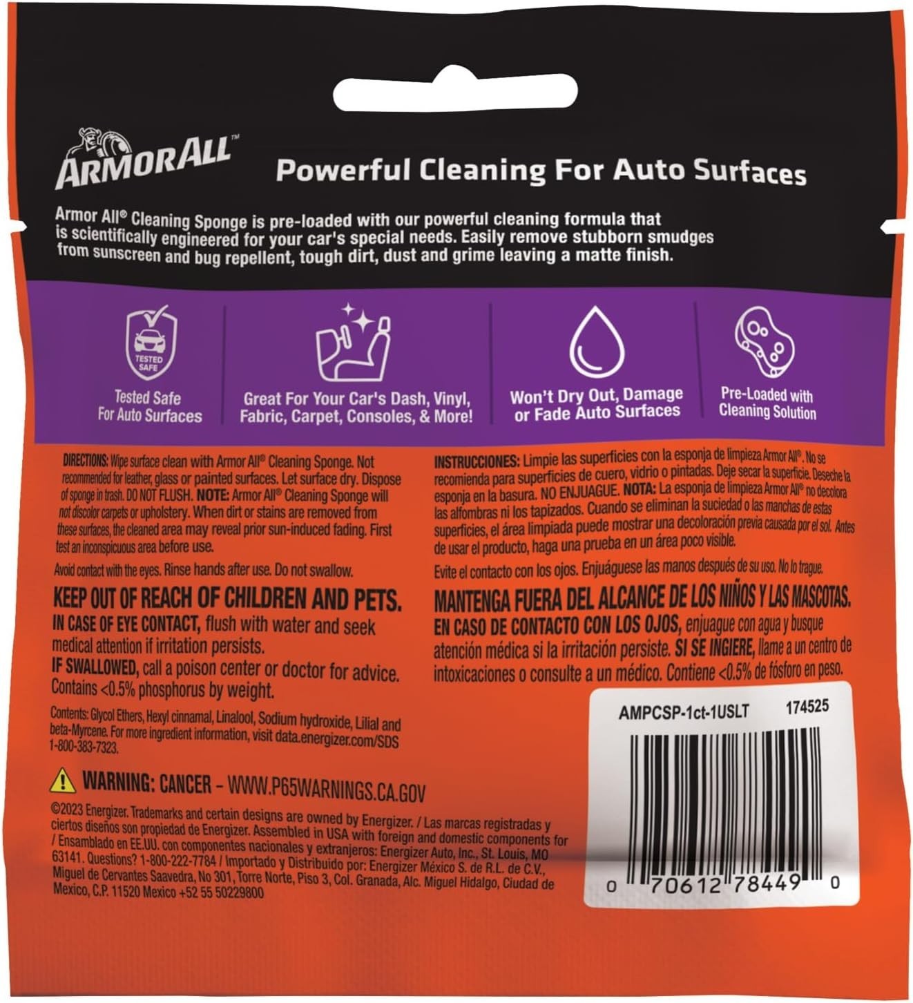 Durable Car Cleaning Sponge for Automotive Surfaces, Vinyl, Leather & Fabric