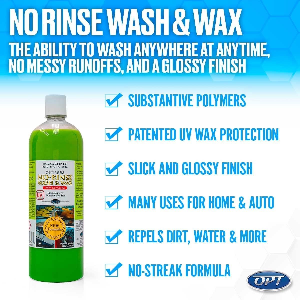 Optimum No Rinse Wash & Wax 8 oz – Eco-Friendly Car Shine with UV Protection